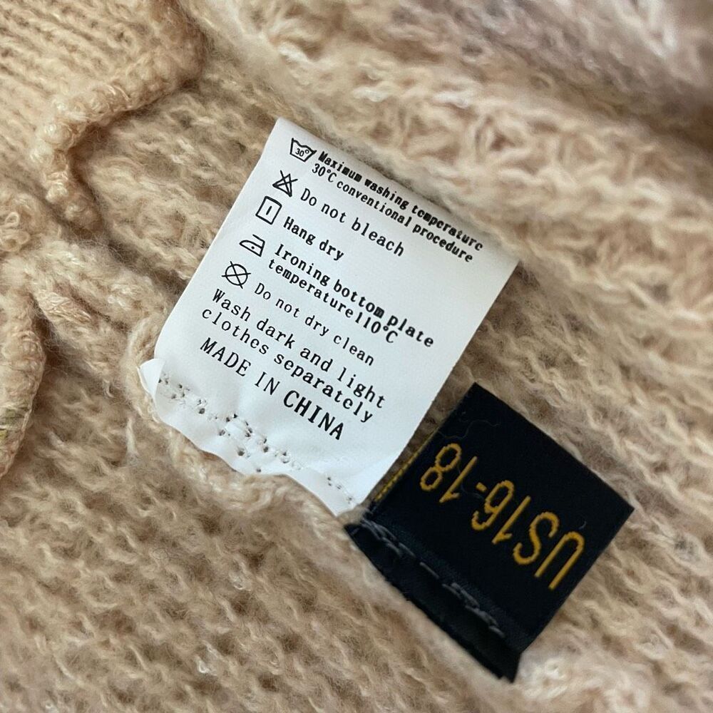 Annah Hariri Pollina Knit Pull On Flare Pants Beige Xl 16 18 — image 6 of 7